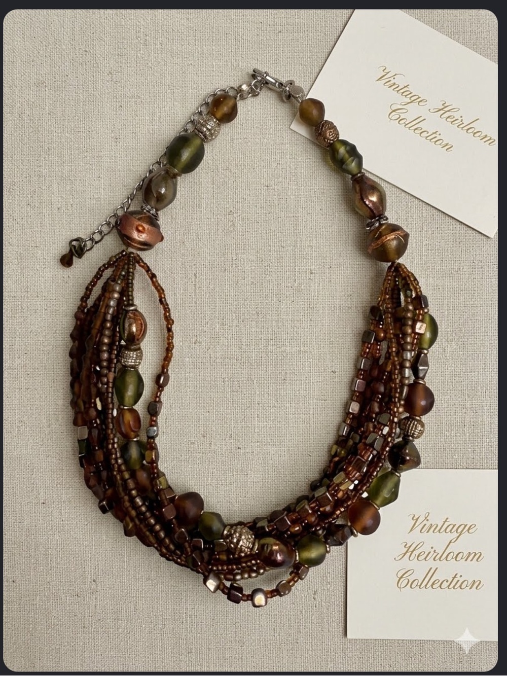 Multi-Strand Glass Beaded Necklace vintage
